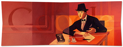 doodle fernando pessoa Google comemora os 123 anos de nascimento de Fernando Pessoa