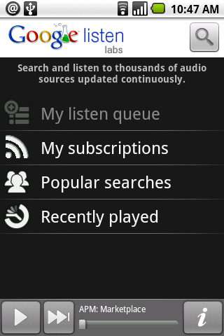 google listen1 Google Listen, um Gerenciador de Podcasts para Android