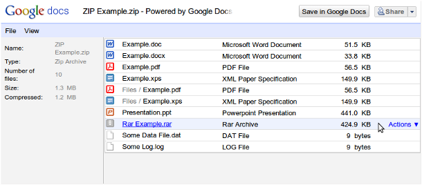 google docs zip rar Google Docs Viewer passa a suportar arquivos ZIP e RAR