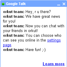 Google Talk Orkut