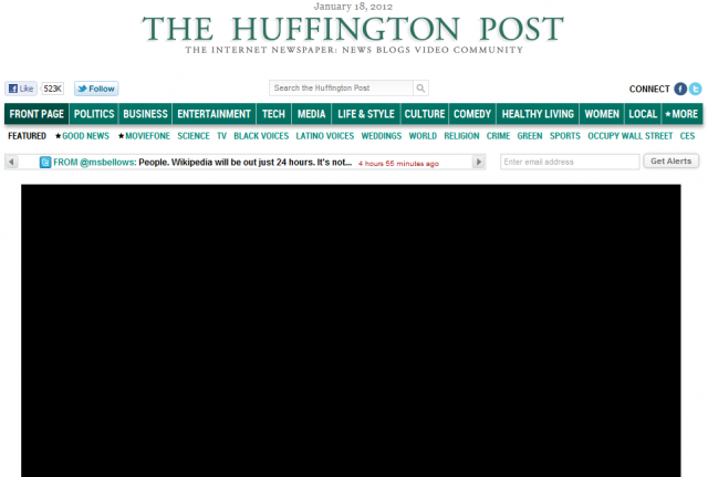 huffington post sopa e1326866323329 Google pede ao congresso americano que não censure a internet