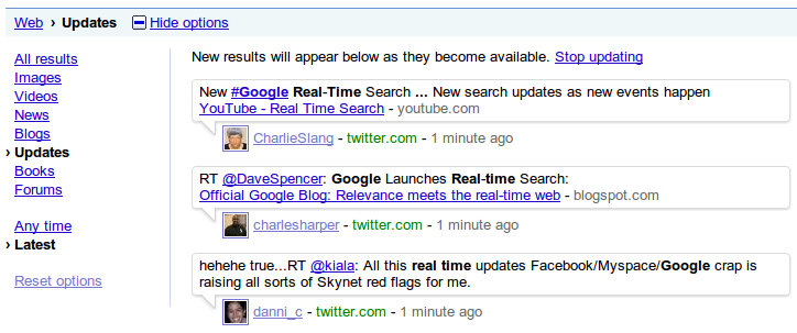 real time2 Google revela mecanismo de pesquisa em tempo real