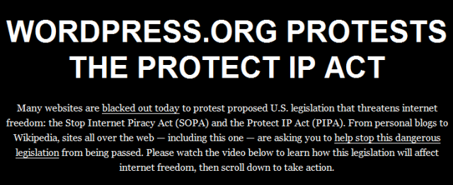 wordpress sopa e1326865640447 Google pede ao congresso americano que não censure a internet