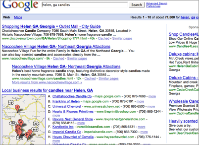 Google Universal Search com Google Local Business